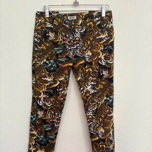 Amazing Kenzo Paris tiger print jeans collectable size fr 34/ 0 us
